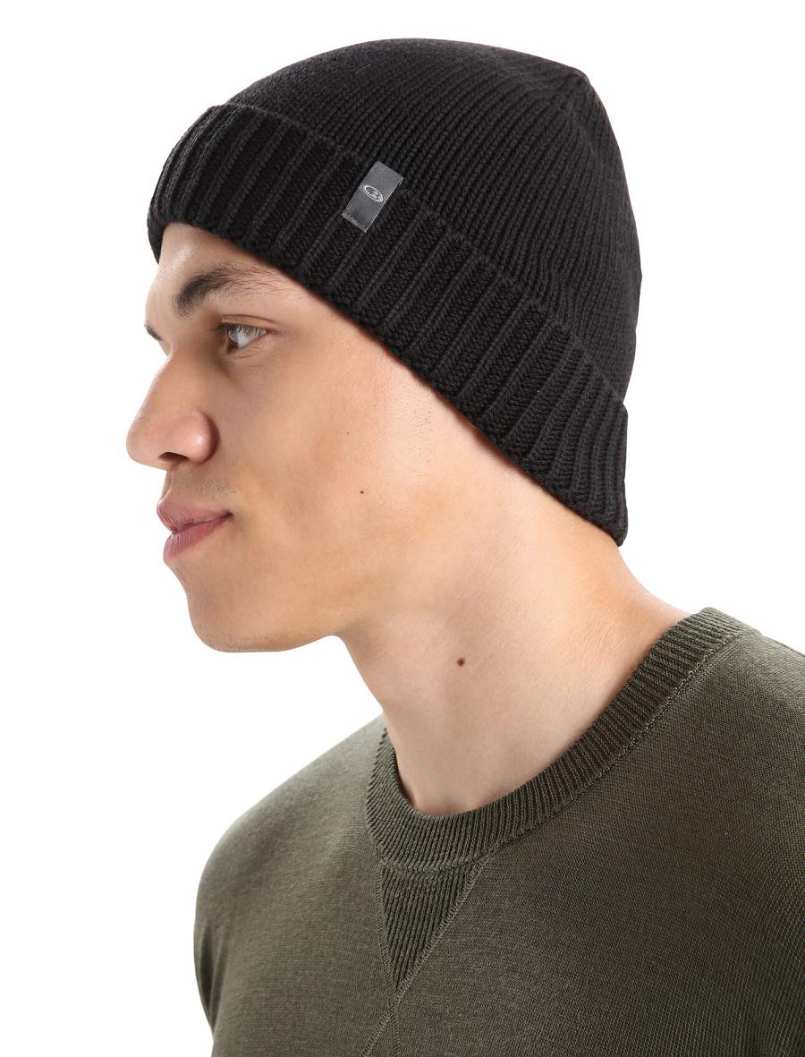 Icebreaker Unisex Merino Vela Cuff Beanie Férfi Kalap Fekete | HU 1090KORI